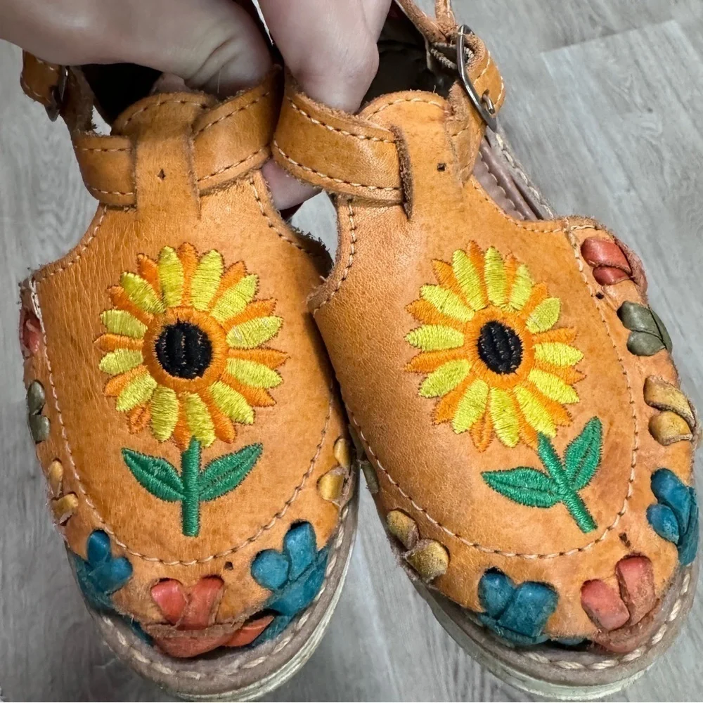 Made in Mexico Sunflower Girls Shoes Sandals Colorful Brown